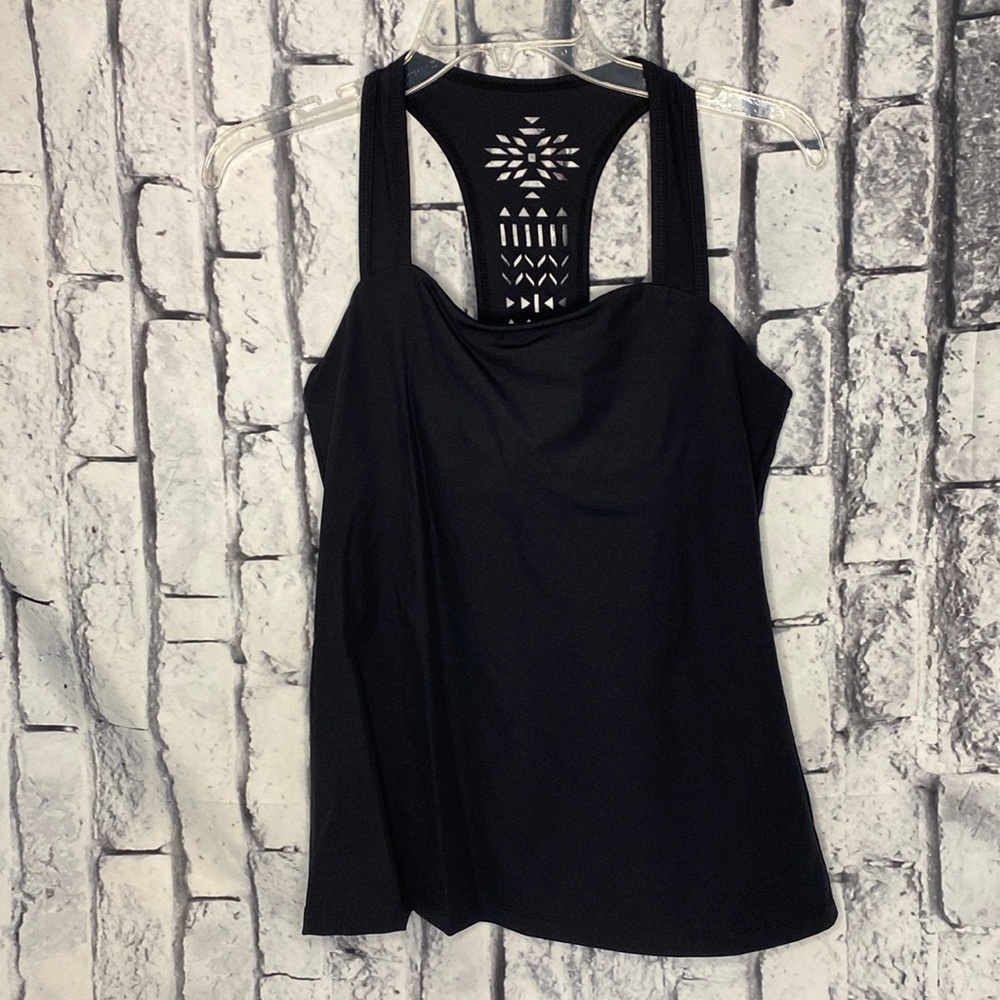 Kira Grace Black athletic razor tank top made in the USA